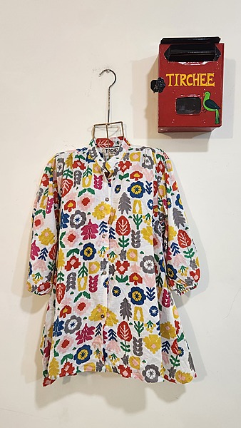 Sufi's Buttoned-Down Collared Shirt - White & Geometry