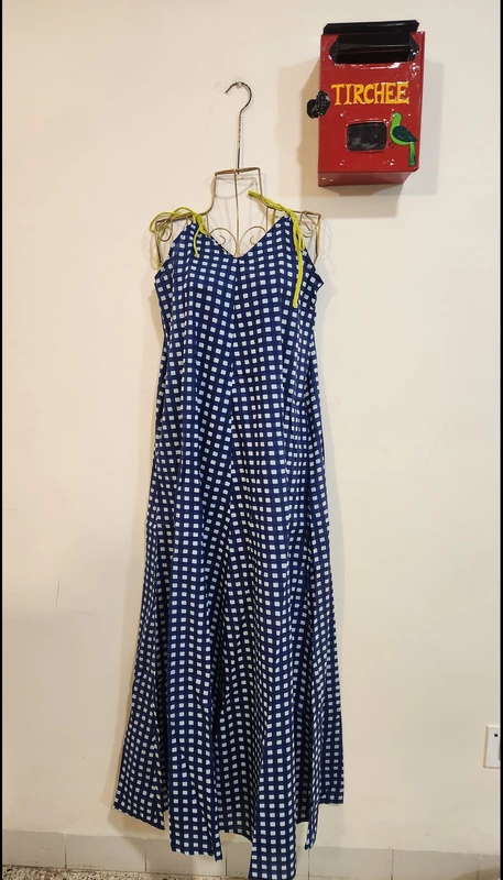 Anika's Free-Size Strappy Dress - Blue Gingham