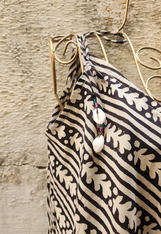 Anika's Free-Size Strappy Dress - Black & Cream Stripes