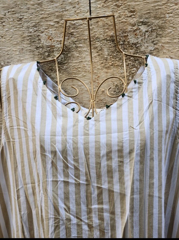 Saira's A-line Dress - White & Brown