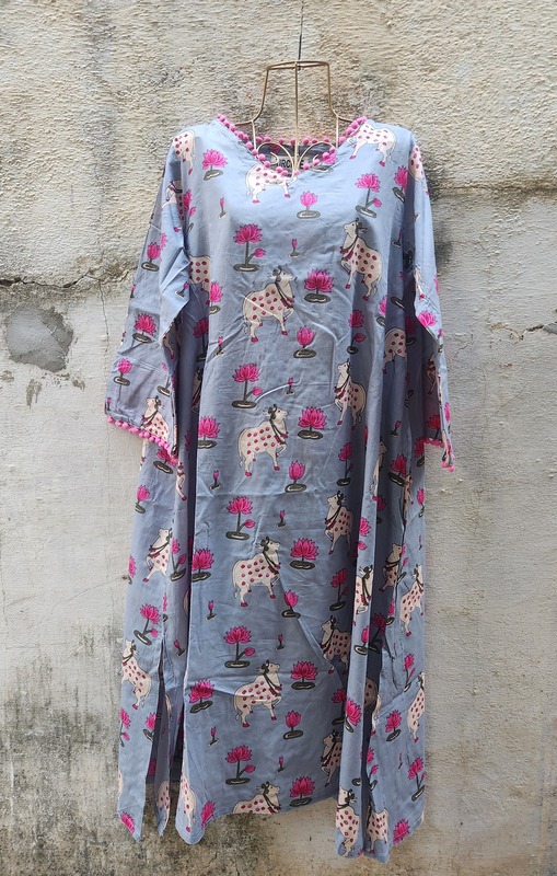 Mishti's Polti Dress - Grey Pichwai