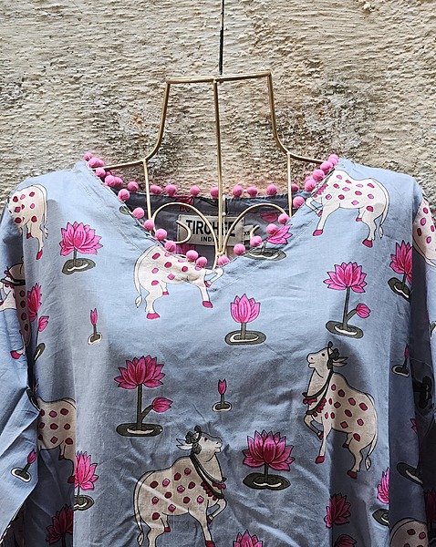 Mishti's Polti Dress - Grey Pichwai