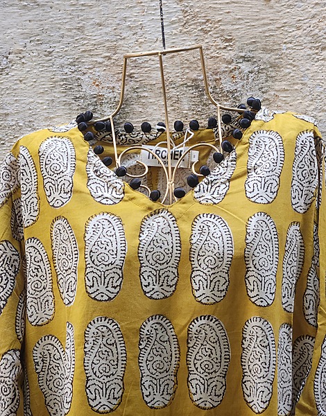 Mishti's Polti Dress -Mustard & paisley
