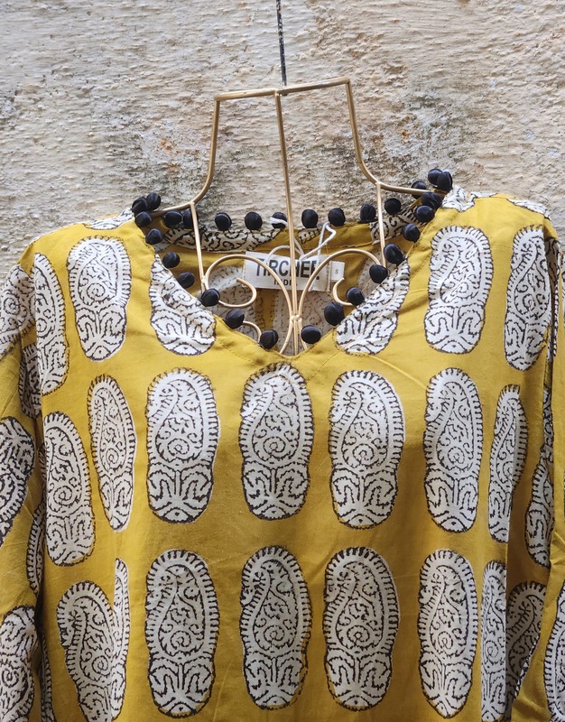 Mishti's Polti Dress -Mustard & paisley