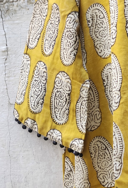 Mishti's Polti Dress -Mustard & paisley