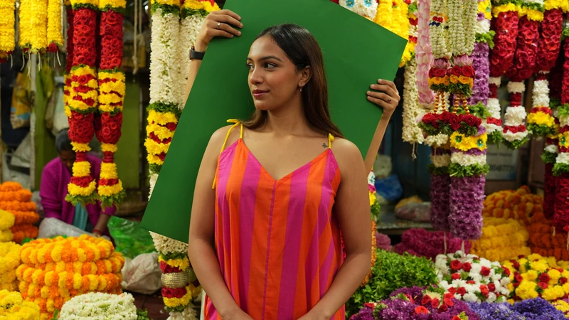 Anika's Free-Size Strappy Dress - Hot Pink & Orange