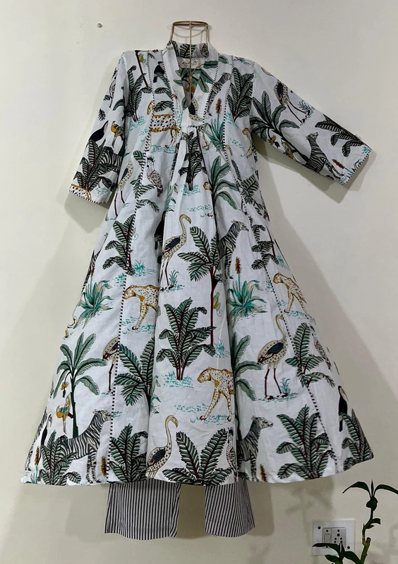 Zeenat's Everyday Flare Top + Pant Set - White Jungle