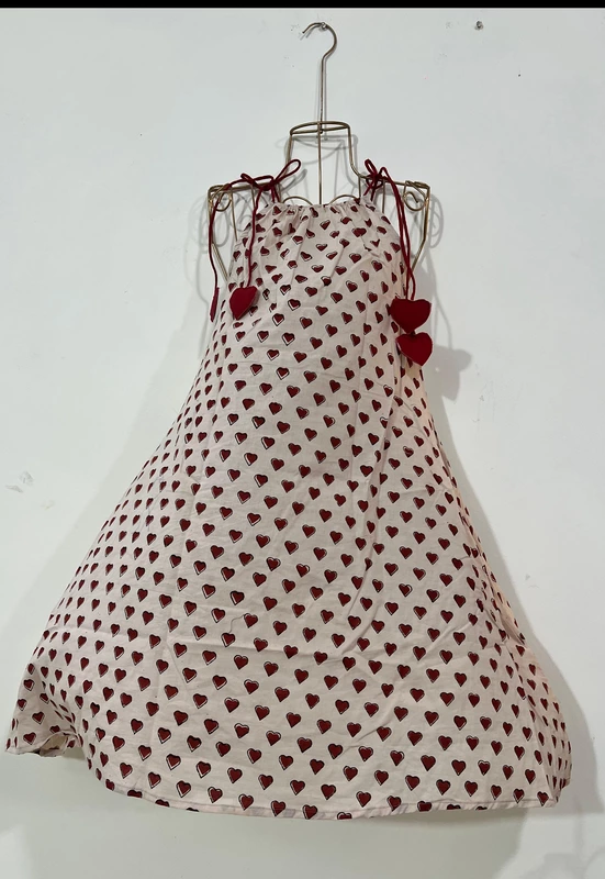 Naaz's Short halter gathered neck - Cream & Hearts