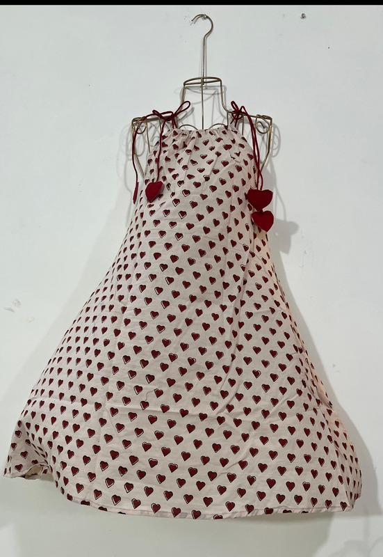 Naaz's Short halter gathered neck - Cream & Hearts