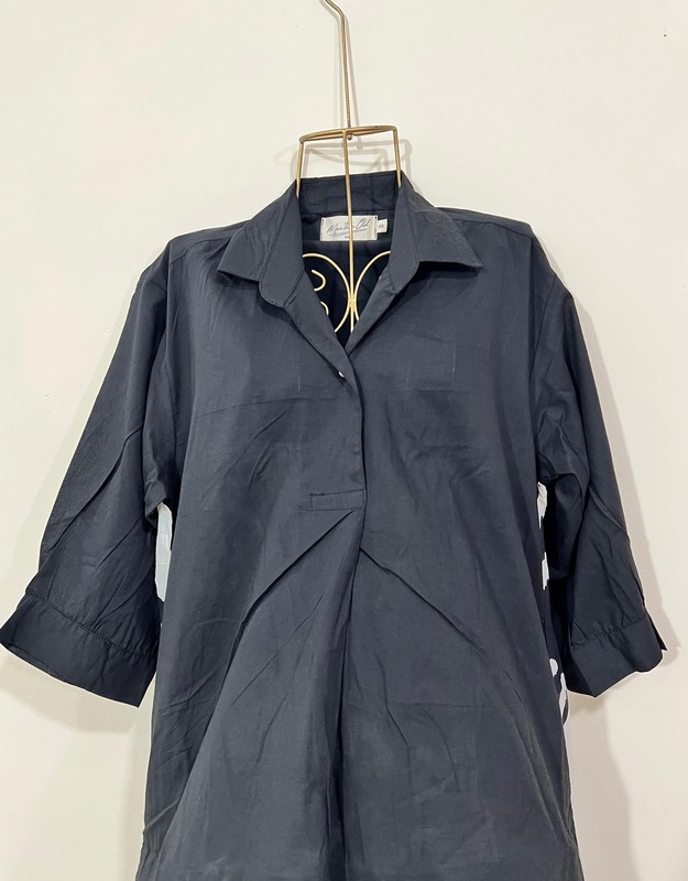 Meera's Button-Down Collared Dress -  Black & Black print