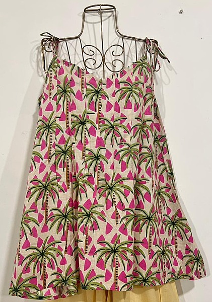 Charu's Pin-Tuck Top- Cream & Trees