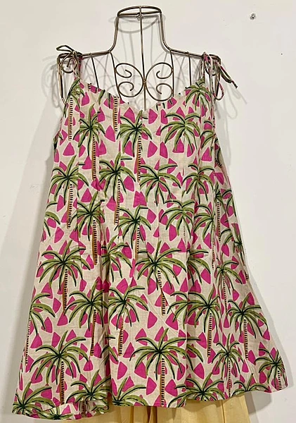 Charu's Pin-Tuck Top- Cream & Trees