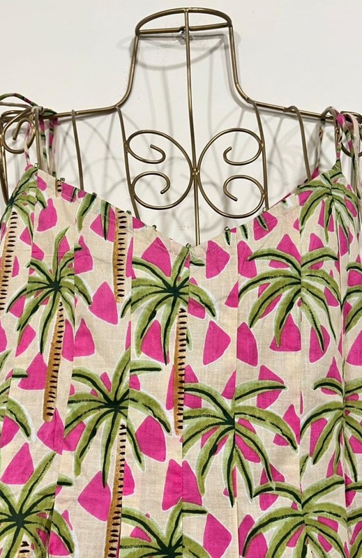 Charu's Pin-Tuck Top- Cream & Trees