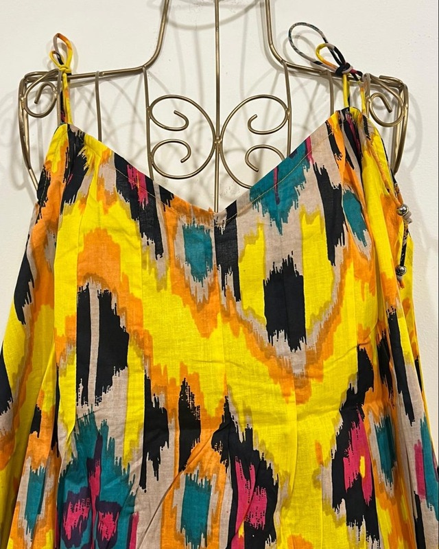 Rekha's Pin-Tuck Top + wide Culotte Pants Set - Yellow Ikkhat