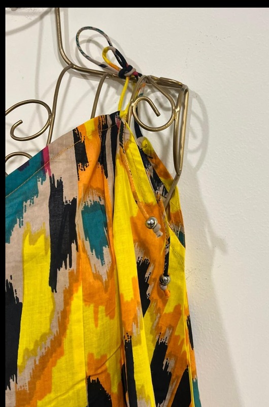 Rekha's Pin-Tuck Top + wide Culotte Pants Set - Yellow Ikkhat