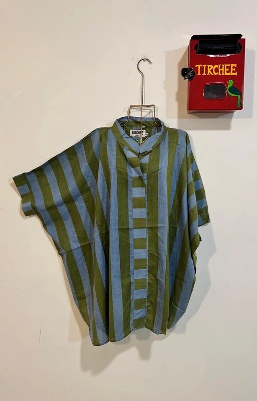 Junoon's Anti-Fit Shirt - Blue & Green Stripes