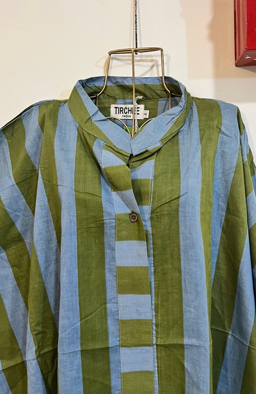 Junoon's Anti-Fit Shirt - Blue & Green Stripes