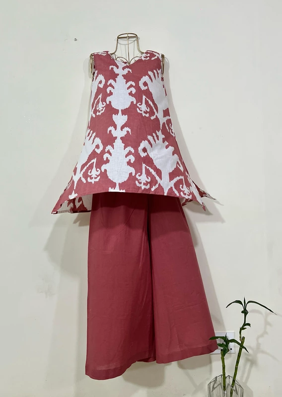 Paro's A-Line Top + Wide Culotte Pant Set - Soft Pink