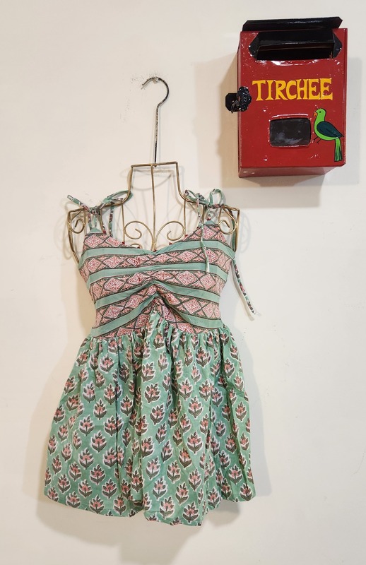 Fitoor's Gentle Scrunch Tube Top - Green & Peach