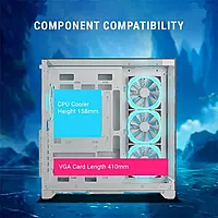Ant Esports Crystal Mirror White ATX Mid Tower Case – Tempered Glass | USB-C | ARGB