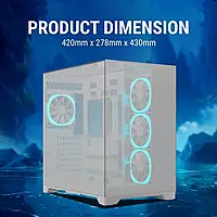 Ant Esports Crystal Mirror White ATX Mid Tower Case – Tempered Glass | USB-C | ARGB
