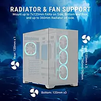 Ant Esports Crystal Mirror White ATX Mid Tower Case – Tempered Glass | USB-C | ARGB