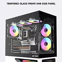 Ant Esports Crystal Spectra ARGB Mid Tower Case – E-ATX Support | 360mm Radiator | Black
