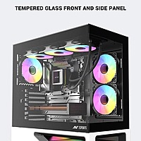 Ant Esports Crystal Spectra ARGB Mid Tower Case – E-ATX Support | 360mm Radiator | Black