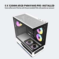 Ant Esports Crystal Spectra ARGB Mid Tower Case – E-ATX Support | 360mm Radiator | Black