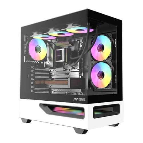 Ant Esports Crystal Spectra ARGB Mid Tower Case – E-ATX Support | 360mm Radiator | Black