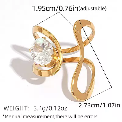Celestine 18K Gold-Plated Crystal Swirl Adjustable Ring