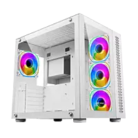 Ant Esports Crystal ARGB White E-ATX Mid Tower Case – Tempered Glass | ARGB Fans
