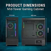 Ant Esports Crystal X3 LCD ARGB ATX Mid-Tower Case – Tempered Glass | USB-C | Black