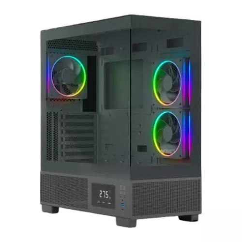 Ant Esports Crystal X3 LCD ARGB ATX Mid-Tower Case – Tempered Glass | USB-C | Black