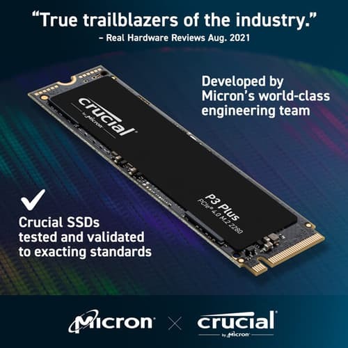 Crucial P3 Plus 1TB NVMe SSD – M.2 2280 | PCIe Gen4 | Up to 5000MB/s Read