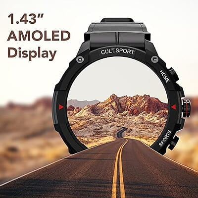 cult.sport Ranger XR 1.43" AMOLED Smartwatch,Outdoor Rugged Smartwatch for Men, 850 NITS, Always On Display, Bluetooth Calling, 420mAh Battery, Sports