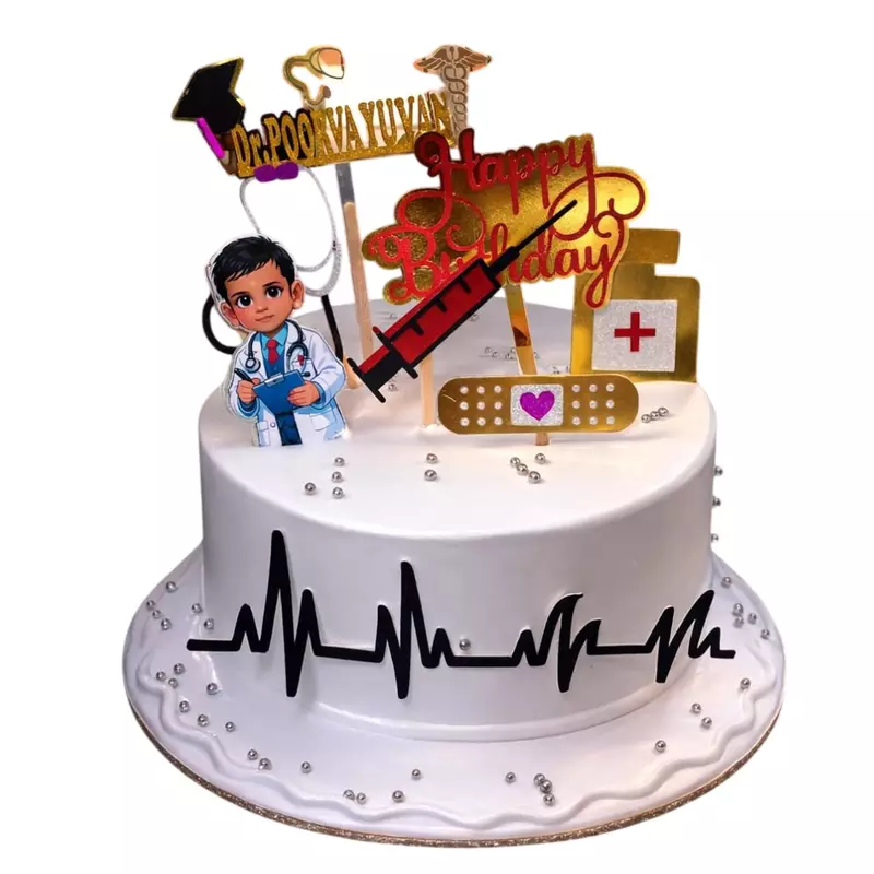 customized doctor-themed birthday cake