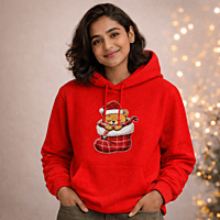 Unisex Red Sock-up Graphic Printed All-Weather Hoodie
