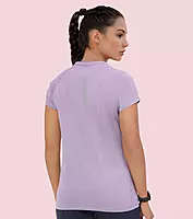 Enamor Short Sleeve Scoop Neck Regular Length Slim Active T-Shirt For Women - Slim Fit, Quick Dry, Antimicrobial - E089