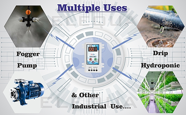 ELEQUA Cyclic Timer (ON/Off in SEC./MIN.) for Fogger,Hydrophonics and Other cyclic & Auto Stop Application Up to 1Hp/15A