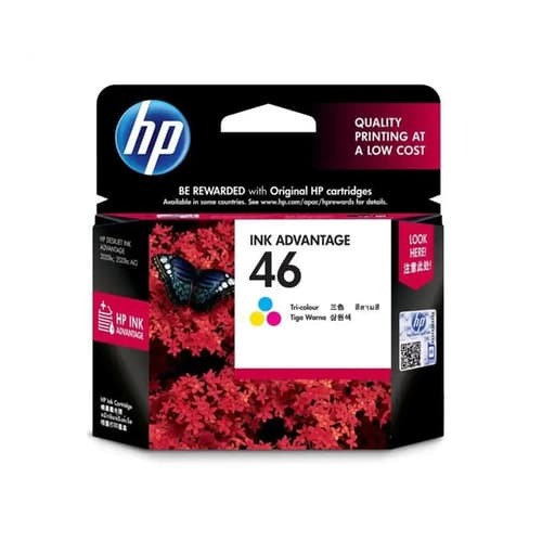 HP 46 Tri-Color Ink Cartridge – Original Dye-Based Ink | 750 Pages | Standard Capacity