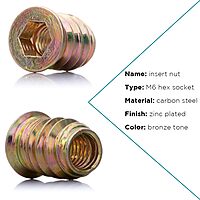 VAC - D-Nut M6 x 15mm - Hex Socket Drive - Zinc Plated - DN-M615 VAC - D-Nut M6 x 15mm - Hex Socket Drive - Zinc Plated - DN-M615