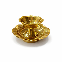 Brass Oil Diya with Plate | Traditional Golden Deepam with Base for Pooja Room & Temple