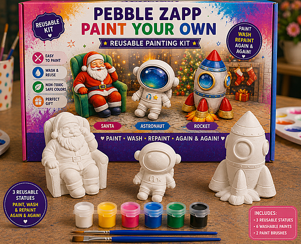 Reusable 3D Rocket, Santa & Astronaut DIY Painting Kit – Paint Your Own Space Adventure