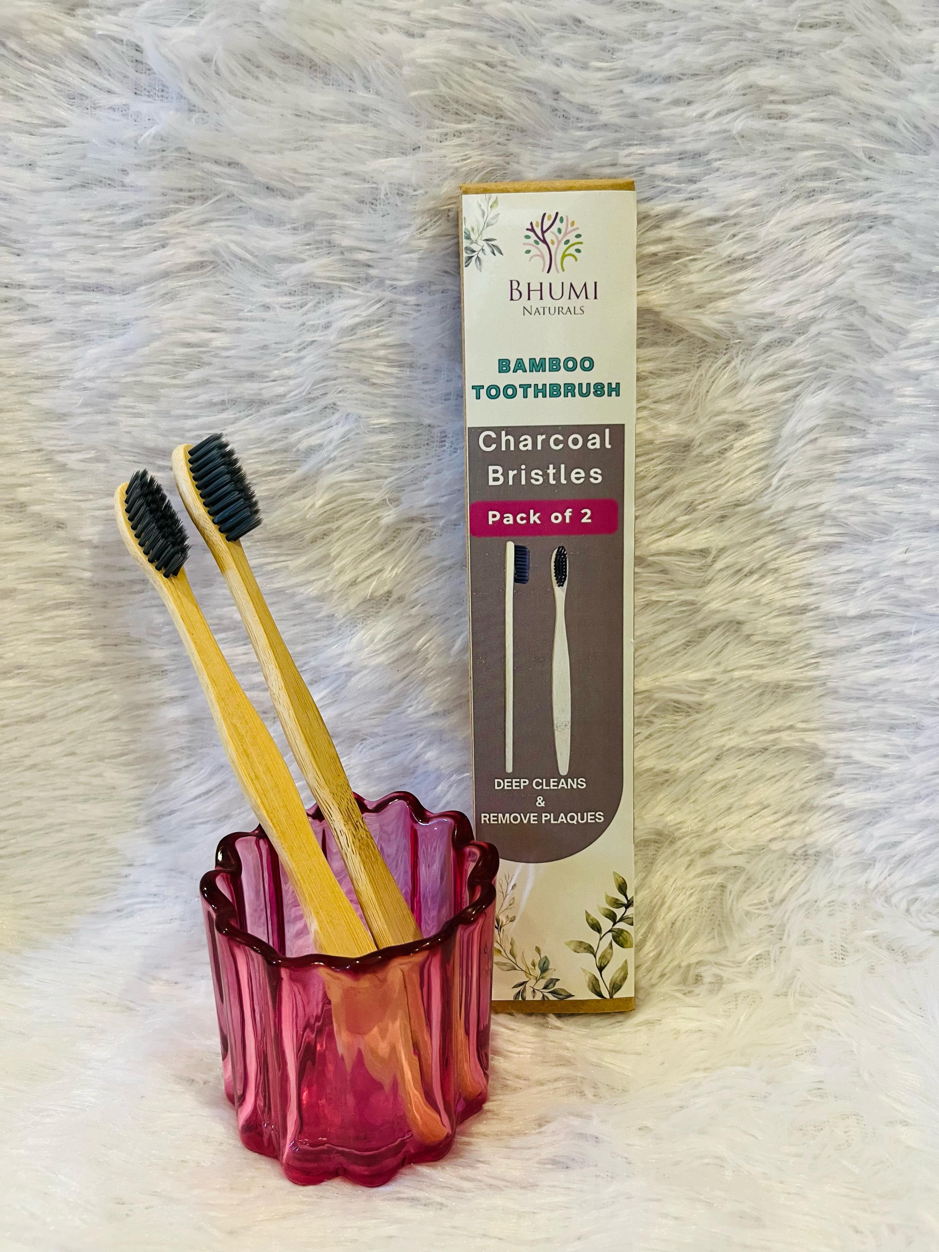 Bamboo Adult Toothbrush- Activated Charcoal Bristles Bamboo Adult Toothbrush- Activated Charcoal Bristles
