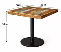 Rustic Vibrant Metal Pedestal Dining Table
