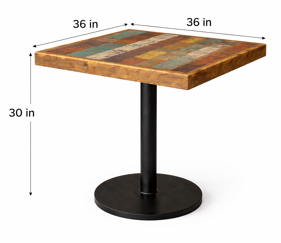 Rustic Vibrant Metal Pedestal Dining Table