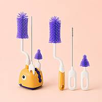 Silicone Baby Bottle Cleaning Brush Kit with Storage Holder Silicone Baby Bottle Cleaning Brush Kit with Storage Holder