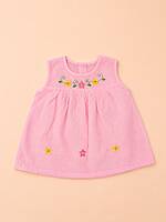 Nirai Cotton Embroidered Baby Frock - (0-6m) Pink Nirai Cotton Embroidered Baby Frock - (0-6m) Pink