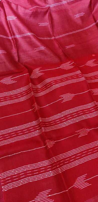Red color handweave pure tassar saree